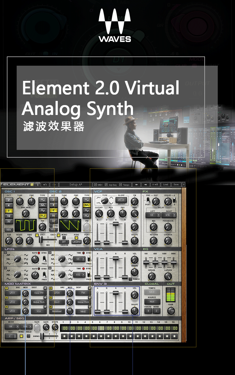 Element 2.0 Virtual Analog Synth效果器修音混音插件(图1)