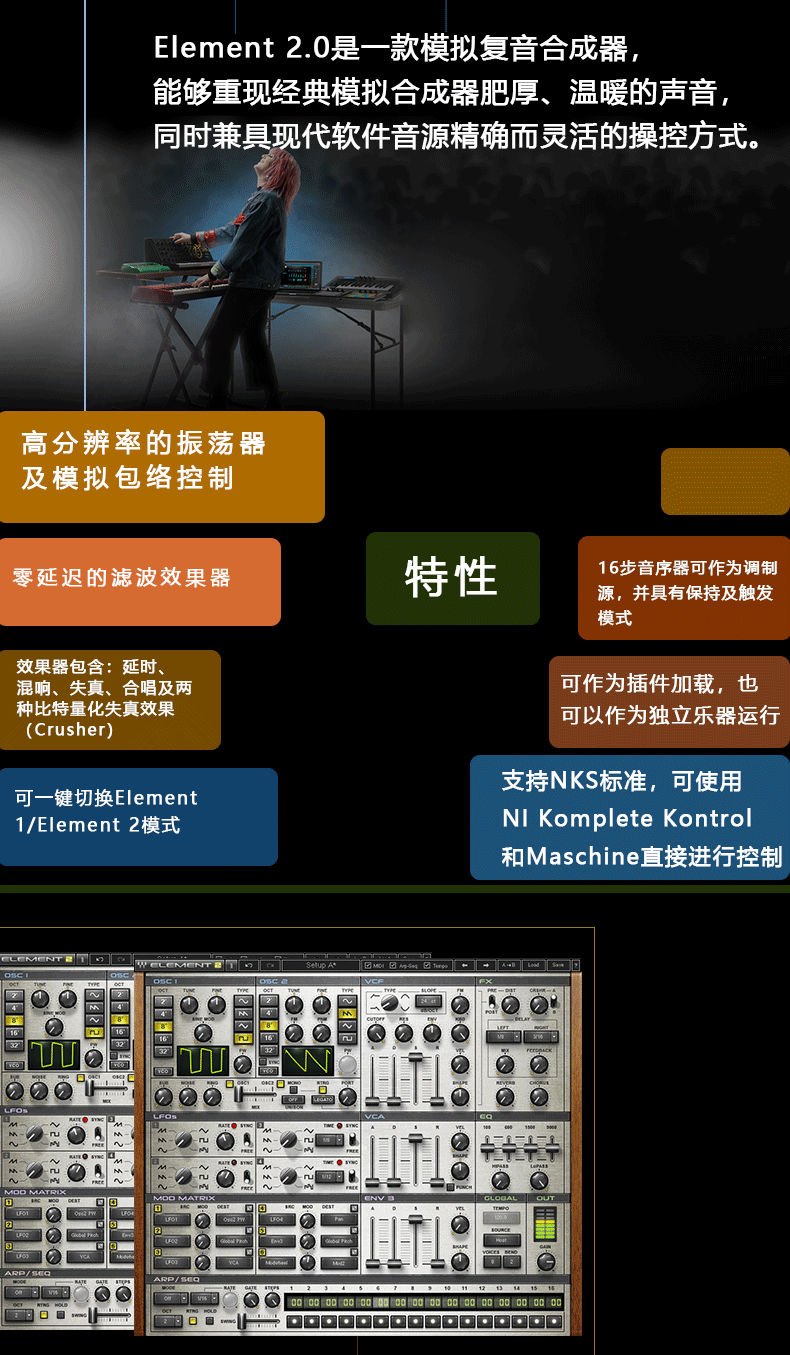 Element 2.0 Virtual Analog Synth效果器修音混音插件(图2)