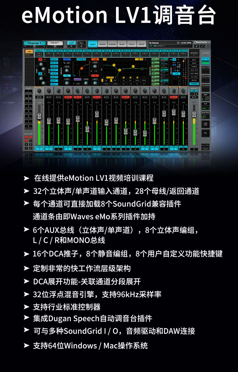 eMotion LV1 32路数字调音台(图1)